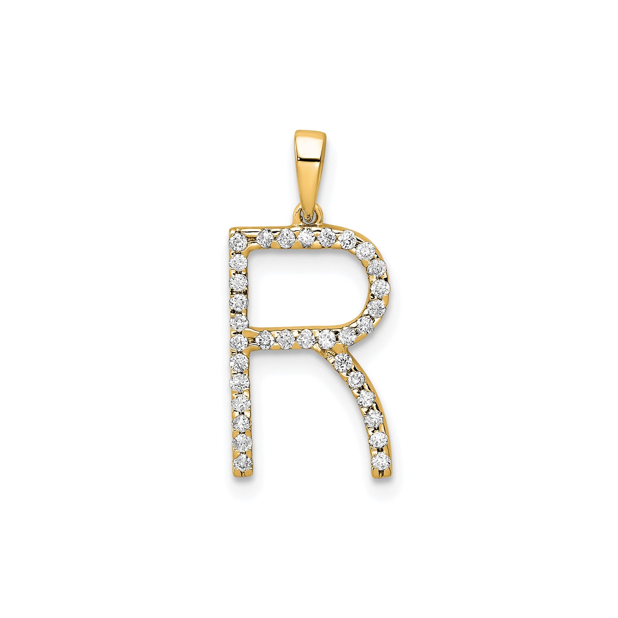 14K Yellow Gold Diamond Letter Initial Pendant