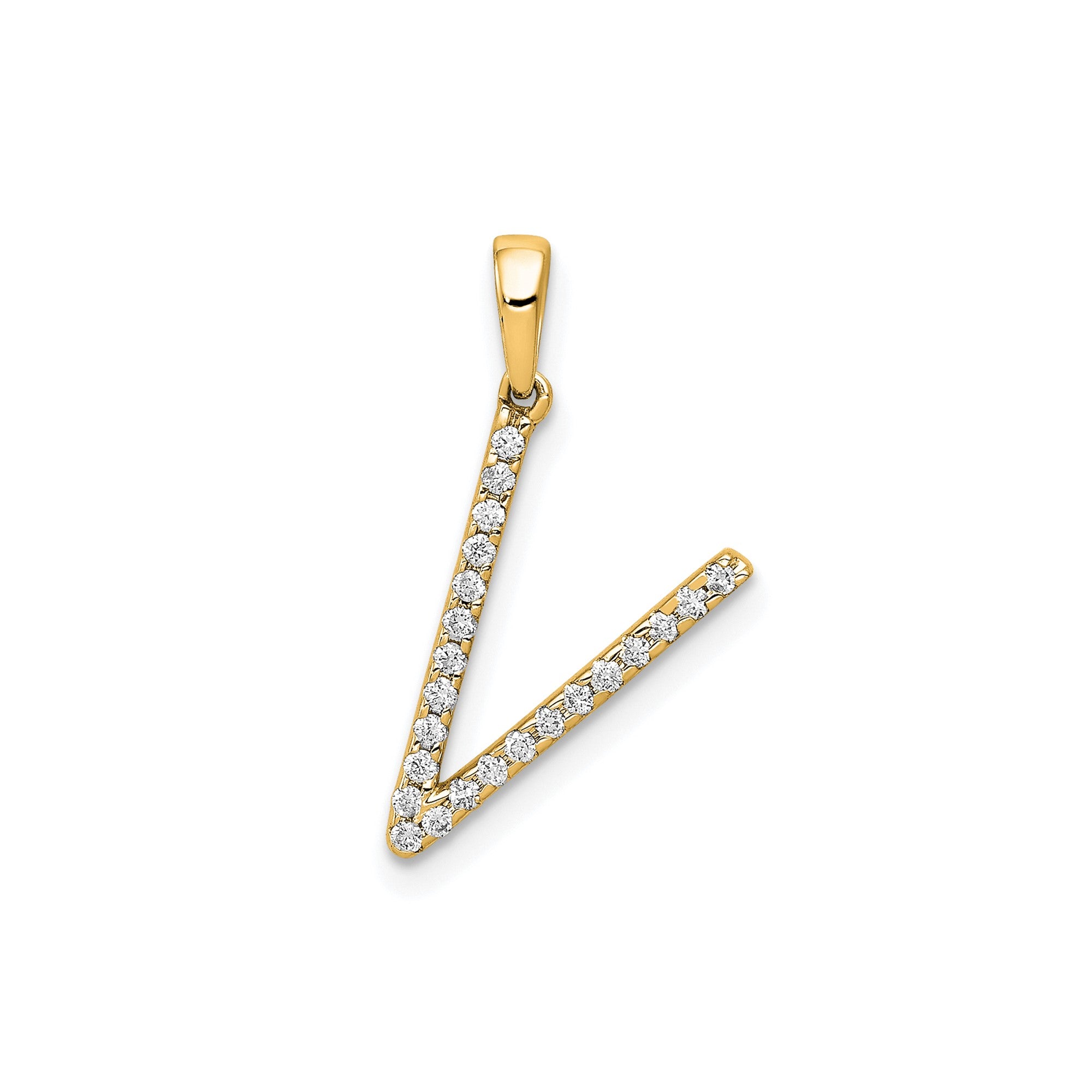 14K Yellow Gold Diamond Letter Initial Pendant