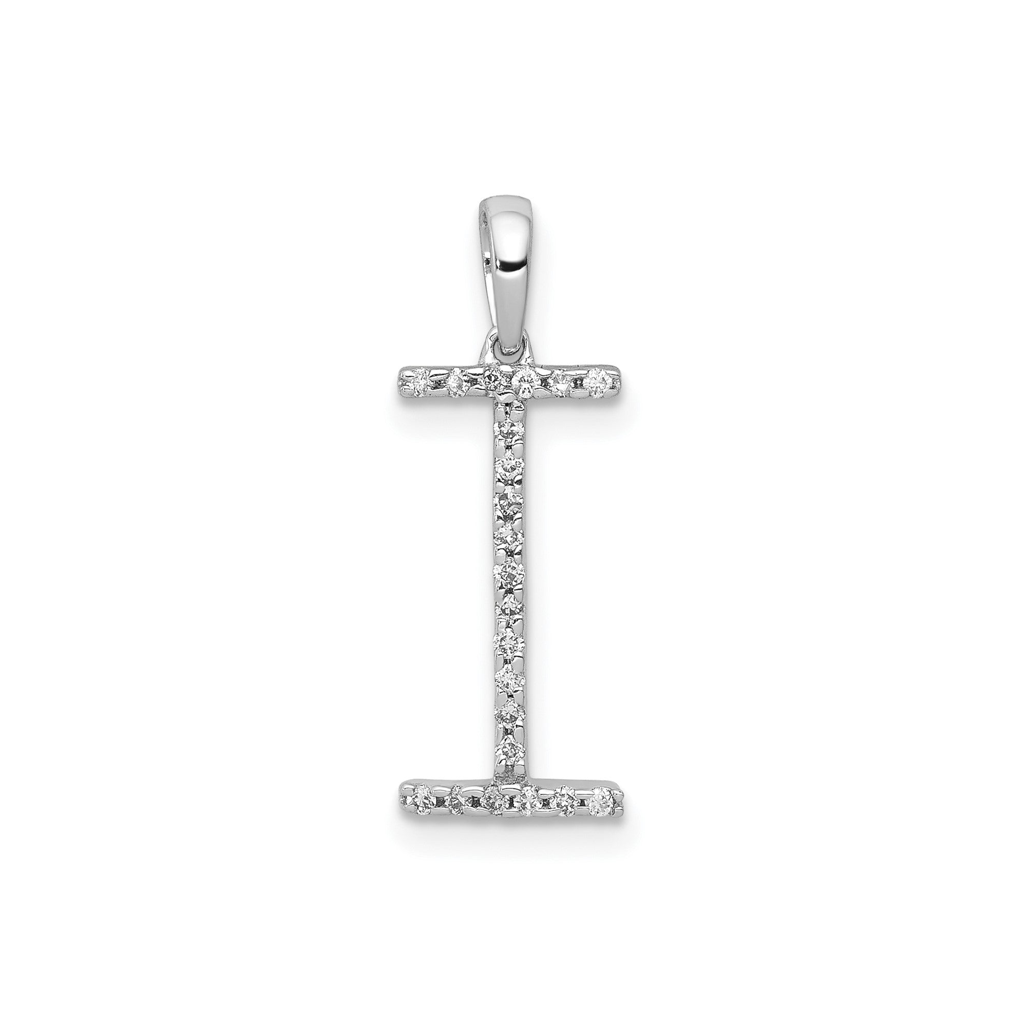 14K White Gold Diamond Letter Initial Pendant, 19x11mm