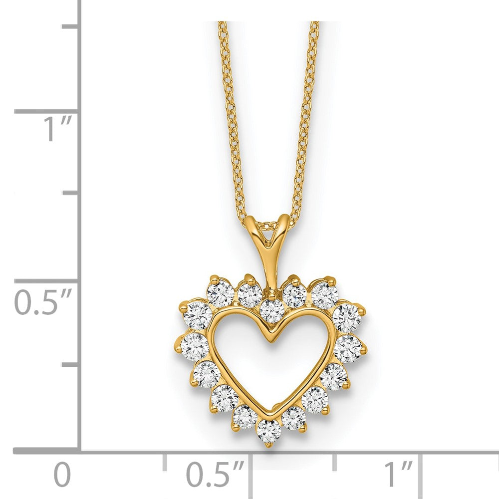 Solid Gold Lab Grown Diamond Heart Pendant Necklace, 18 Inch