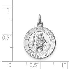 Sterling Silver Rhodium Plated Saint Christopher Medal Pendant, 21x15mm