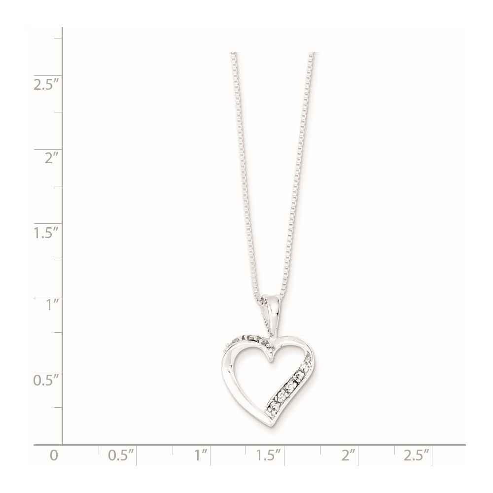 Sterling Silver Heart Pendant Necklace with CZ Stones, 18 inch Chain