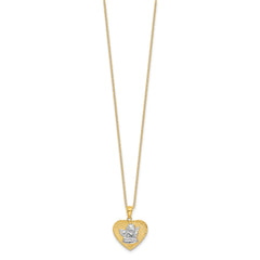 Sterling Silver With Gold Tone Angel and Heart 18in Pendant Necklace