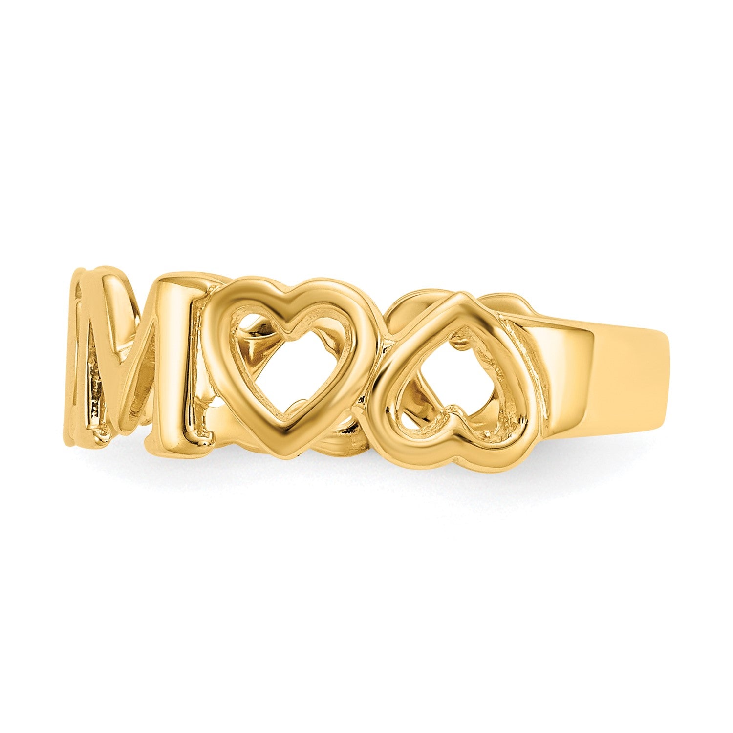14k Yellow High Polished Mom heart Design Ring, Size 6.5 fine designer jewelry for men and women