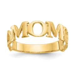 14k Yellow High Polished Mom heart Design Ring, Size 6.5 fine designer jewelry for men and women