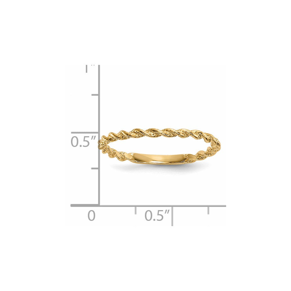 14k Yellow Gold High Polished Twisted Rope Band Ring fine designer jewelry for men and women