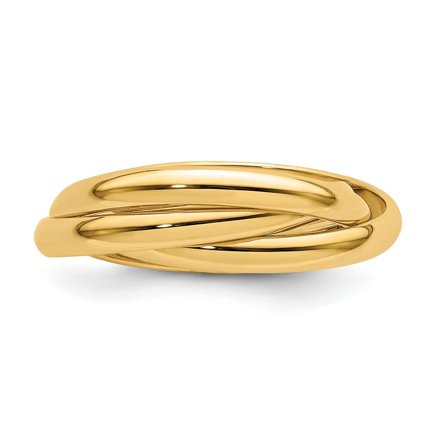 14K Yellow Solid Gold Trinity Rolling Ring fine designer jewelry for men and women