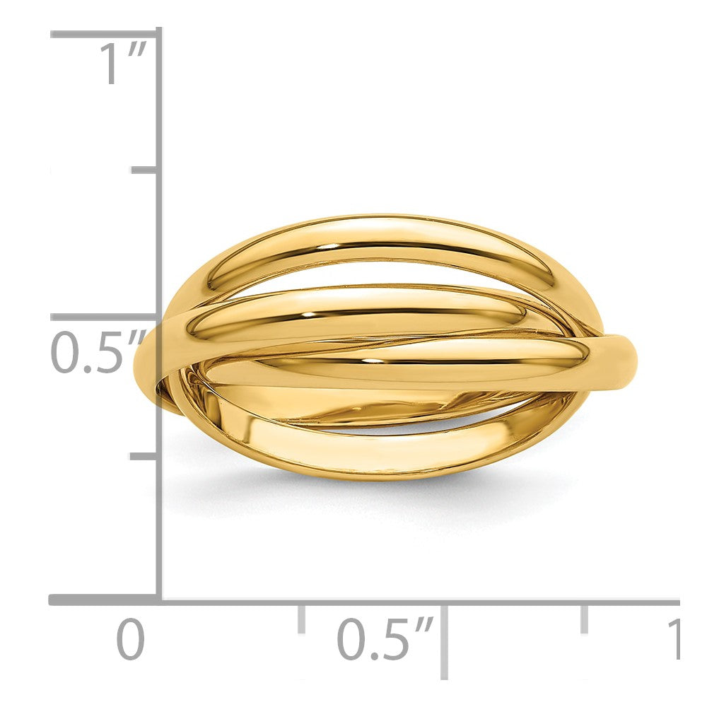 14K Yellow Solid Gold Trinity Rolling Ring fine designer jewelry for men and women