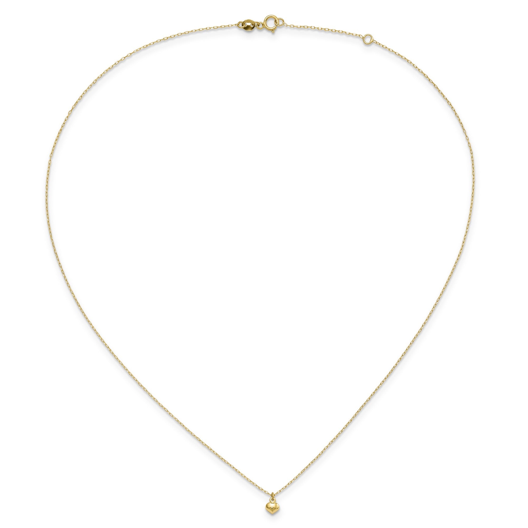14K Yellow Gold Puffed Heart Pendant Necklace, 16.5 inches