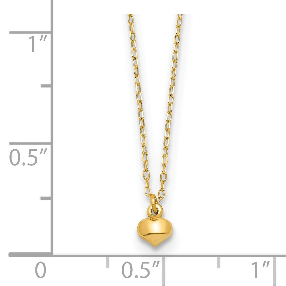 14K Yellow Gold Puffed Heart Pendant Necklace, 16.5 inches