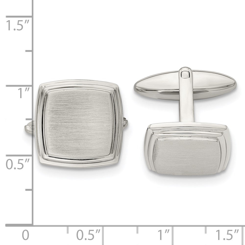 Chisel Stainless Steel Brushed and Polished Square Cufflinks fine designer jewelry for men and women