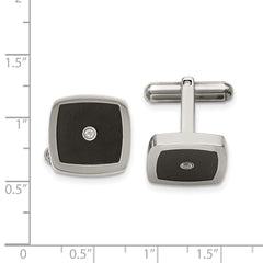 Chisel Stainless Steel Polished Enameled CZ Cufflinks fine designer jewelry for men and women