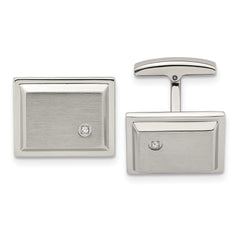 Chisel Stainless Steel Brushed and Polished CZ Rectangle Cufflinks fine designer jewelry for men and women