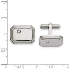 Chisel Stainless Steel Polished with CZ Cufflinks fine designer jewelry for men and women