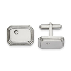 Chisel Stainless Steel Polished with CZ Cufflinks fine designer jewelry for men and women
