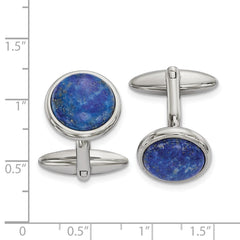 Chisel Stainless Steel Polished Lapis Circle Cufflinks fine designer jewelry for men and women