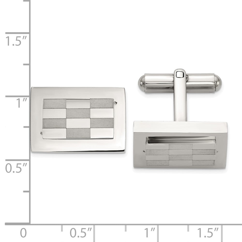 Chisel Stainless Steel Polished and Laser-cut Checkered Cuff Links fine designer jewelry for men and women