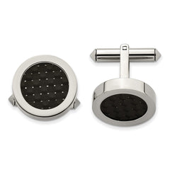 Chsisel Titanium Polished with Black Carbon Fiber Inlay Cuff Links fine designer jewelry for men and women