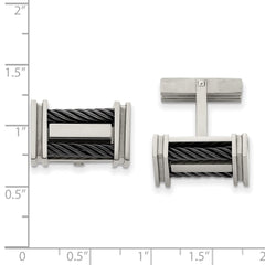 Chisel Titanium Polished Black IP-Plated Wire Cuff Links fine designer jewelry for men and women