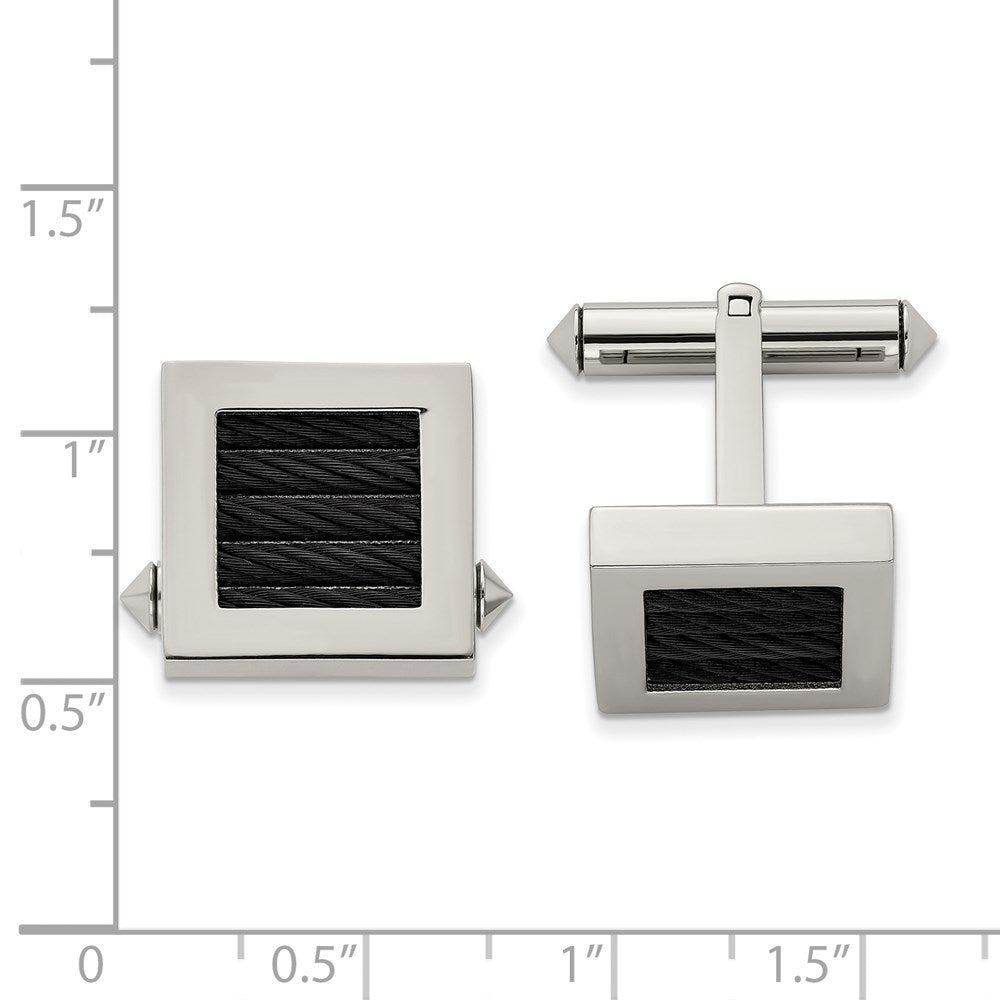 Chisel Titanium Polished Black IP-Plated Wire Cufflinks fine designer jewelry for men and women