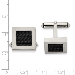 Chisel Titanium Polished Black IP-Plated Wire Cufflinks fine designer jewelry for men and women