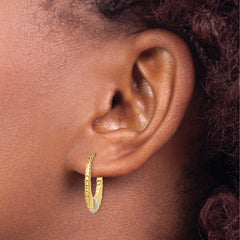 14k Yellow Gold and Rhodium Designer Hoop Earrings, 20mm