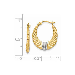 14k Yellow Gold and Rhodium Designer Hoop Earrings, 20mm