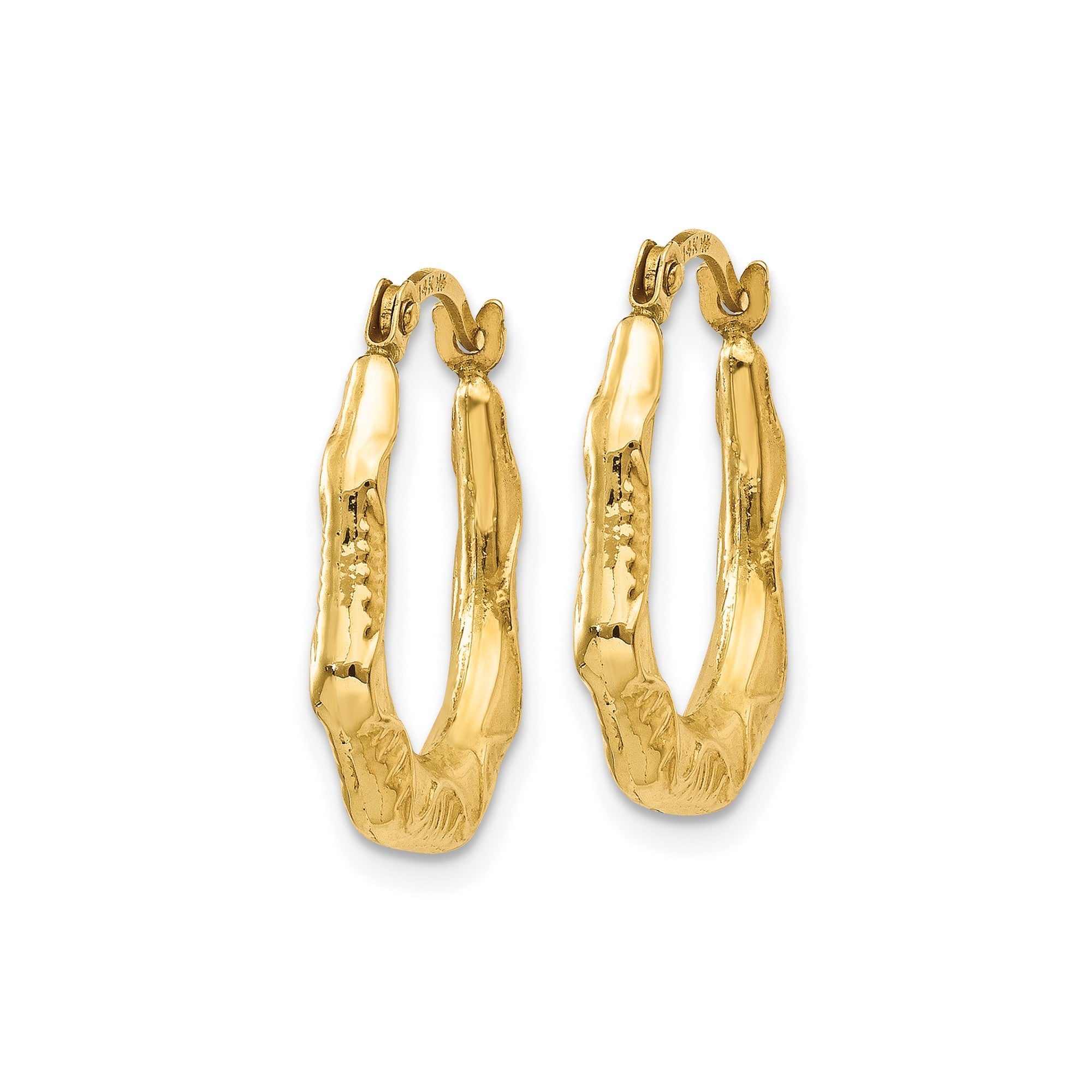 14k Yellow Gold Designer Oval Hoop Earrings, 17x14mm