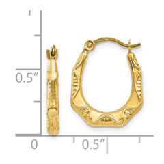14k Yellow Gold Designer Oval Hoop Earrings, 17x14mm