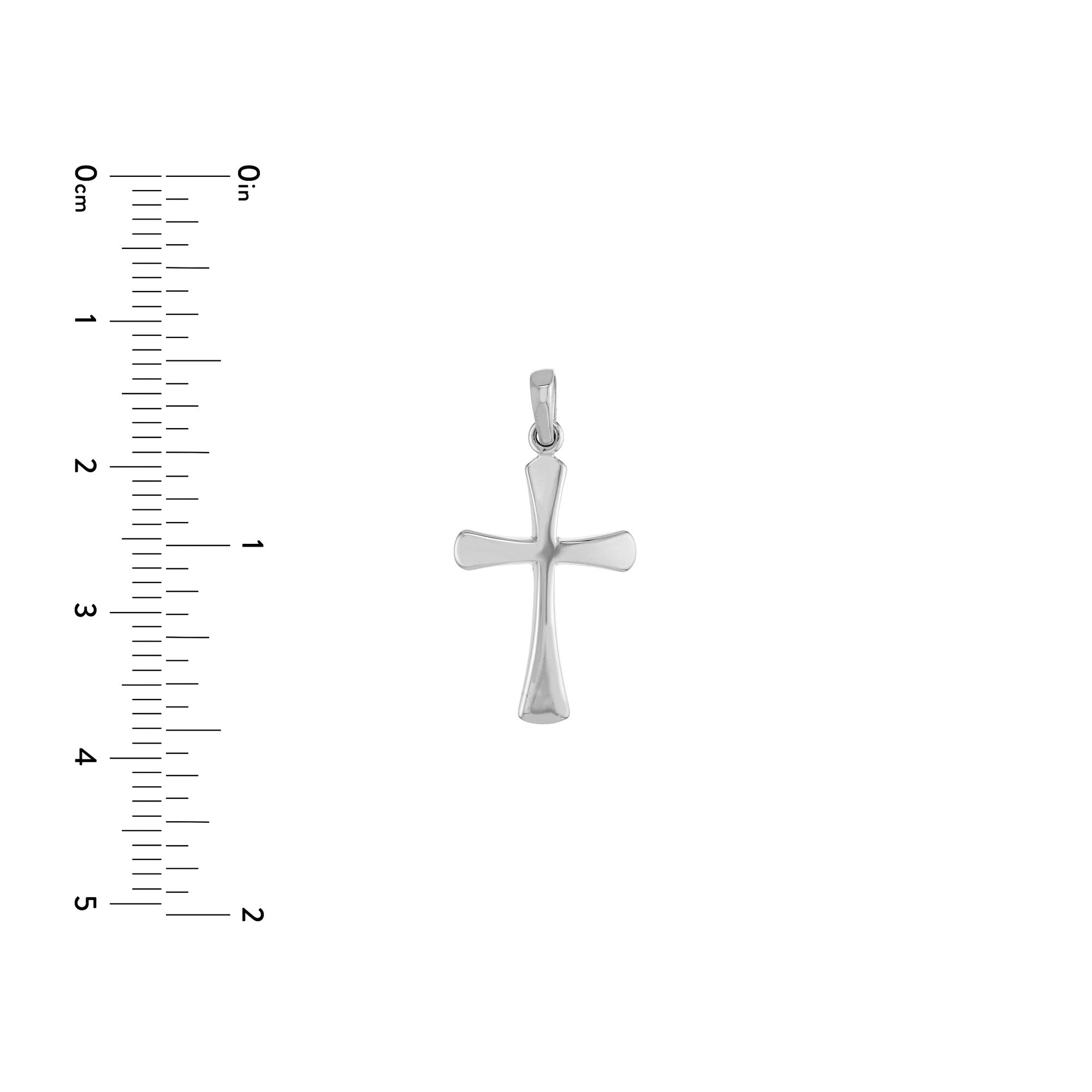 14K Yellow Gold Cross Pendant, Flared Edges, 1 Inch Length
