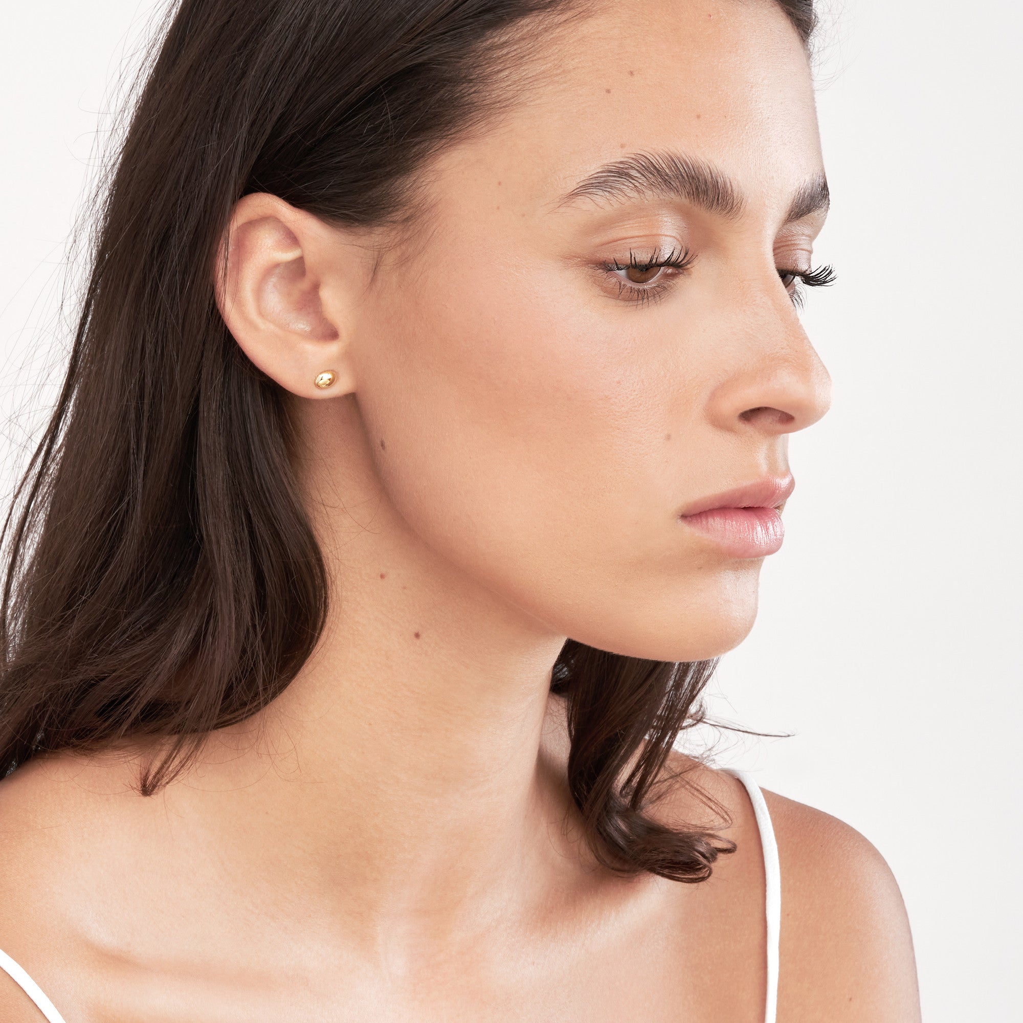 14k Yellow Gold Oval Dome Stud Earrings on Post Back, 8mm