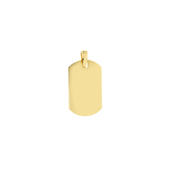 14K Yellow Gold Dog Tag Pendant, Ribbed Design, 1 Inch