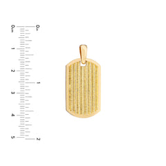 14K Yellow Gold Dog Tag Pendant, Ribbed Design, 1 Inch
