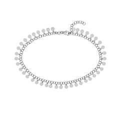 Sterling Silver Round Link Hanging Circle Charms Anklet, 10"