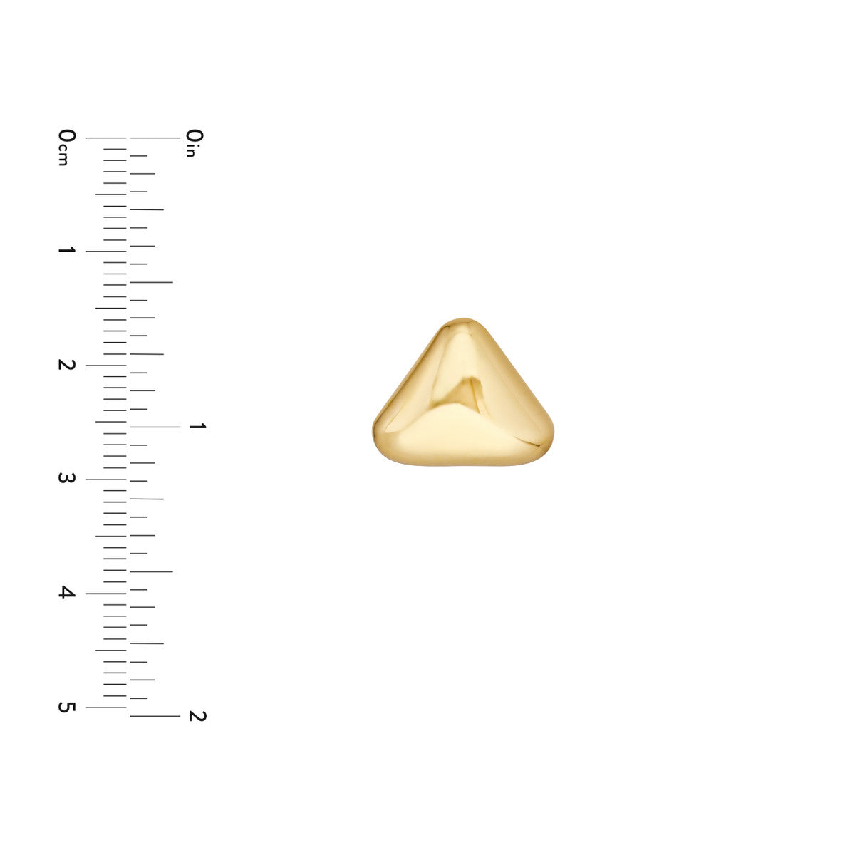 14k Yellow Solid Gold Triangular Stud Earrings,10mm