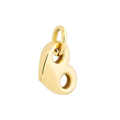 14K Yellow Gold Heart Charm Pendant, Puff Mariner Style, 18mm