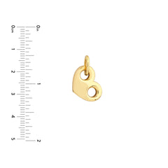 14K Yellow Gold Heart Charm Pendant, Puff Mariner Style, 18mm