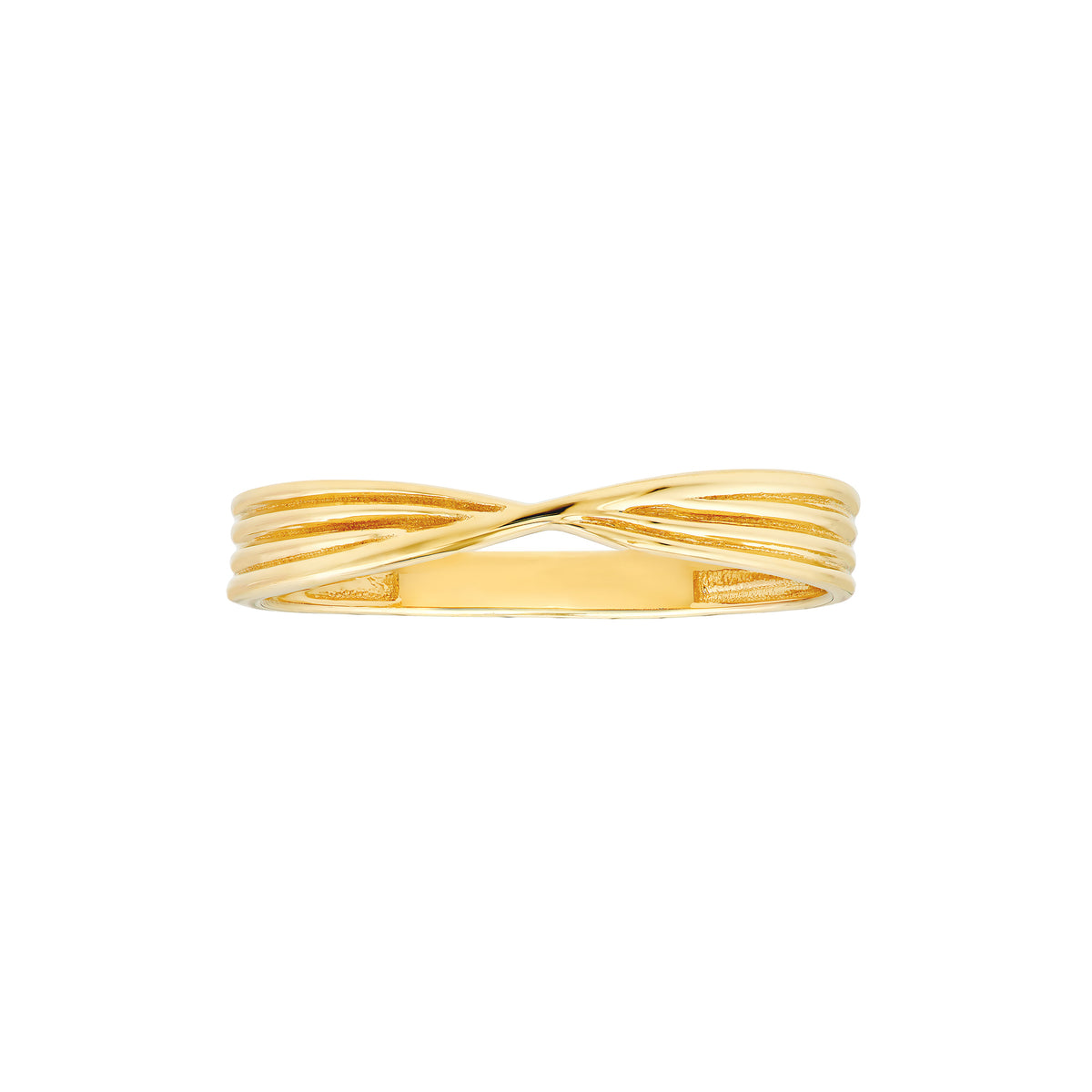 Real Solid 14k Yellow Gold Textured Pinched Band Ring