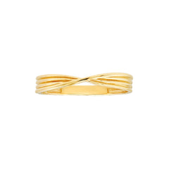 Real Solid 14k Yellow Gold Textured Pinched Band Ring