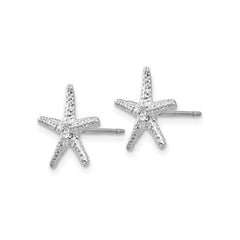 14k Real Solid Gold Starfish Stud Earrings, 11mm