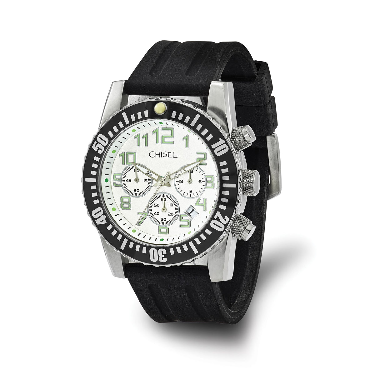 Chisel Mens White Dial Silicone Strap Chronograph Watch