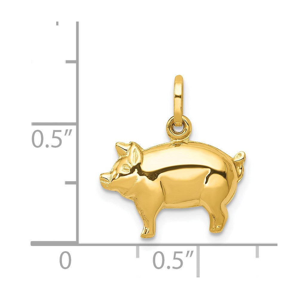 14k Yellow Gold Piggy Pendant, 16x16mm