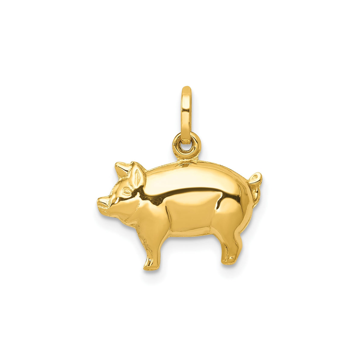 14k Yellow Gold Piggy Pendant, 16x16mm