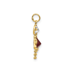 14k Yellow Real Gold Female Birthstone Pendant Charm , 20x10mm