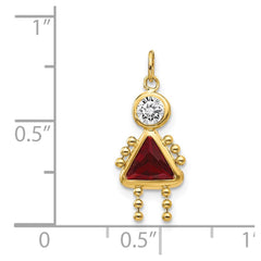 14k Yellow Real Gold Female Birthstone Pendant Charm , 20x10mm