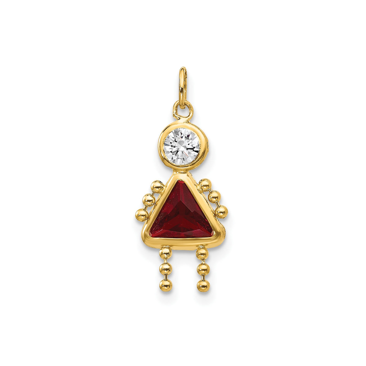14k Yellow Real Gold Female Birthstone Pendant Charm , 20x10mm