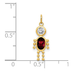 14k Yellow Gold Male Shape Birthstone Pendant Charm, 19x9mm