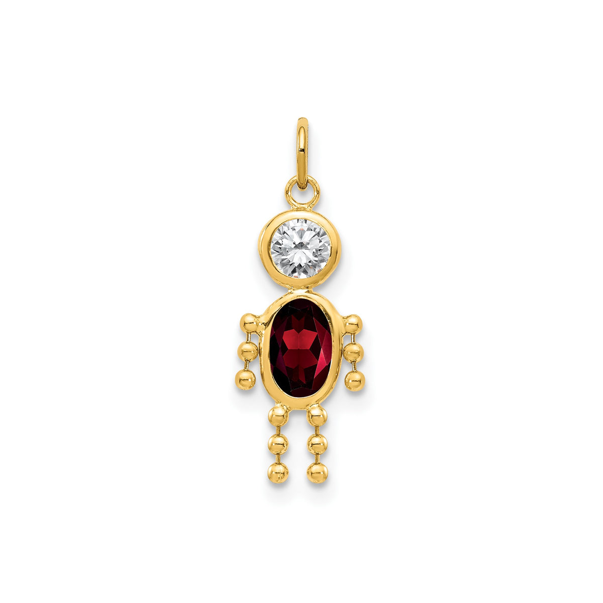 14k Yellow Gold Male Shape Birthstone Pendant Charm, 19x9mm