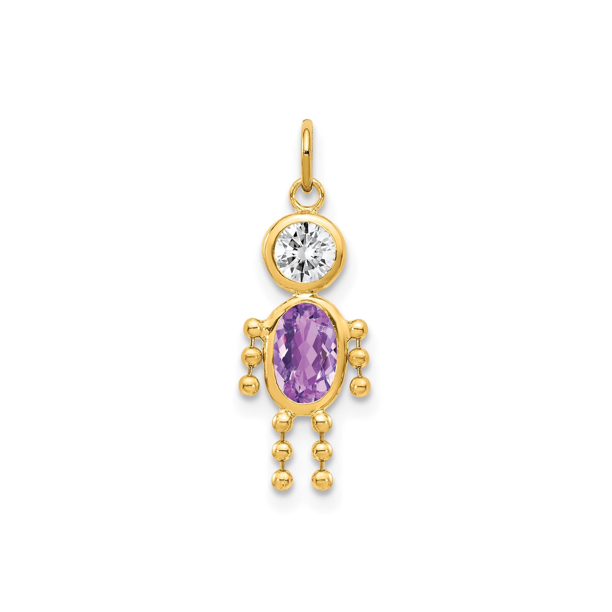 14k Yellow Gold Male Shape Birthstone Pendant Charm, 19x9mm
