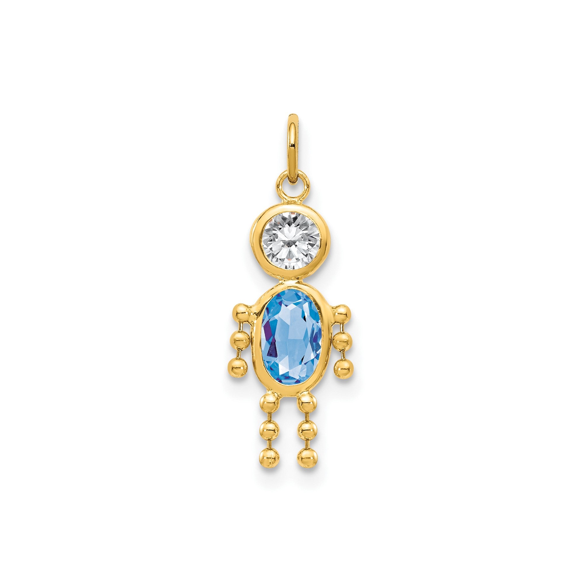 14k Yellow Gold Male Shape Birthstone Pendant Charm, 19x9mm